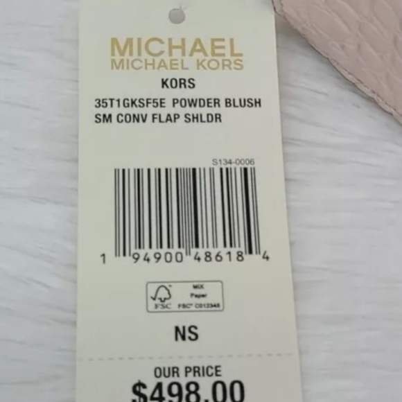 Michael Kors Small Convertible Crossbody Flap Shoulder Bag (powder blush) Croc-E - Picture 9 of 15